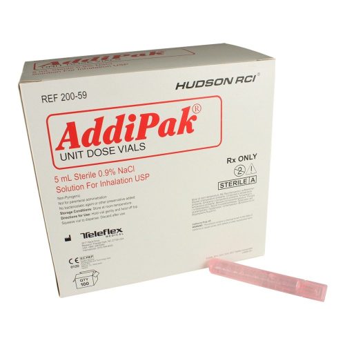 White Addipak box with saline syringe