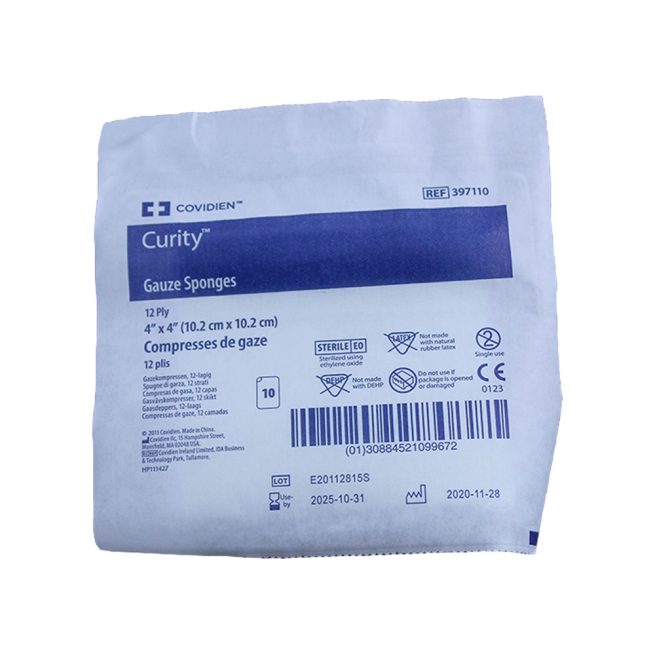 Curity Woven Gauze Sponges USP Type VII, Sterile Soft Pouch Package