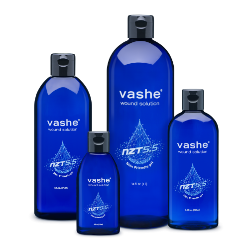 4 blue bottles of Vash solution