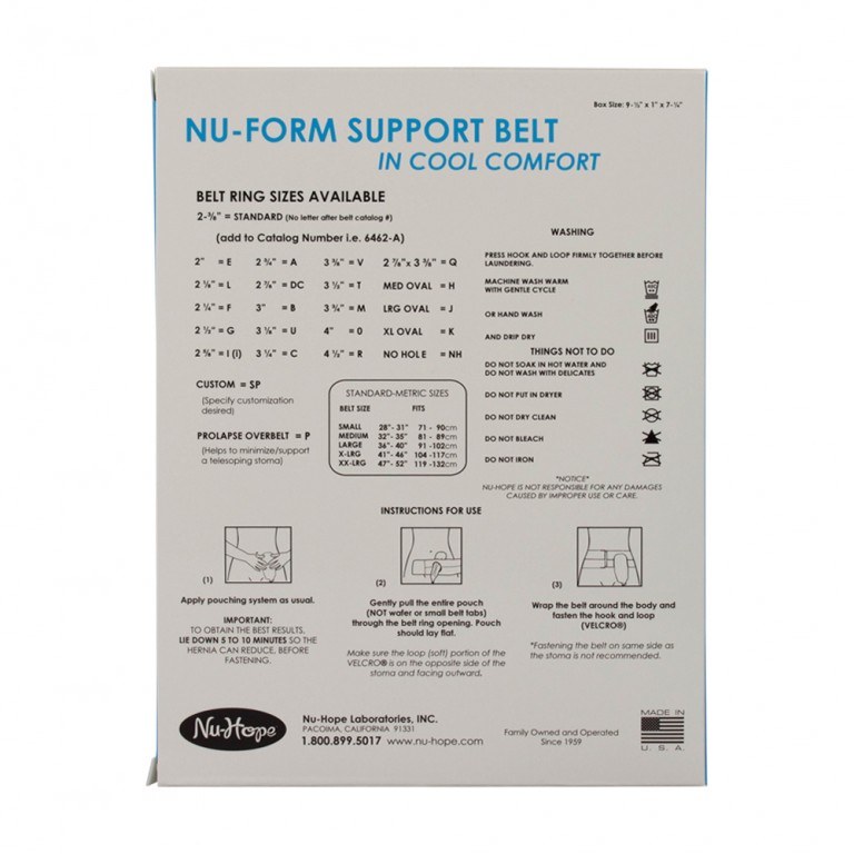 Nu-Form Support Belt, Cool Comfort Elastic, Left Sided Stoma