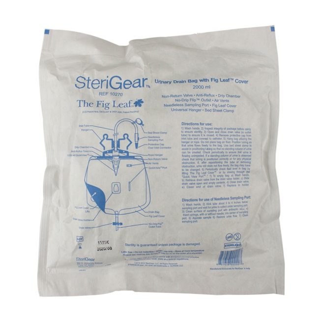 Sterigear Urinary Bed Side Drainage Bag with Fig Leaf Cover