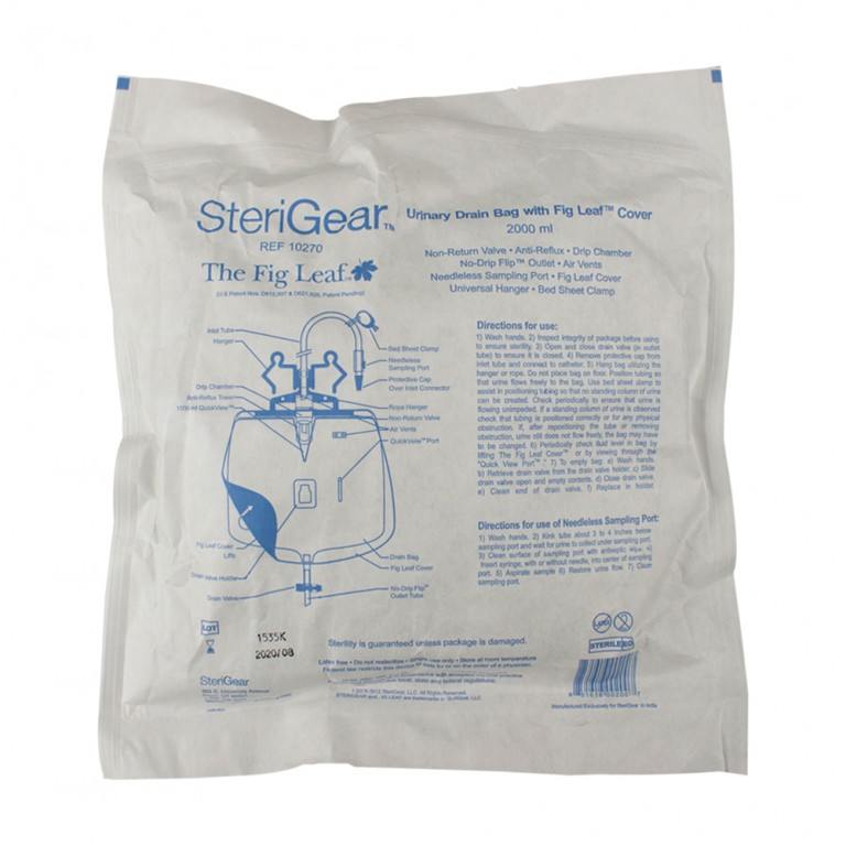 Sterigear Urinary Bed Side Drainage Bag with Fig Leaf Cover