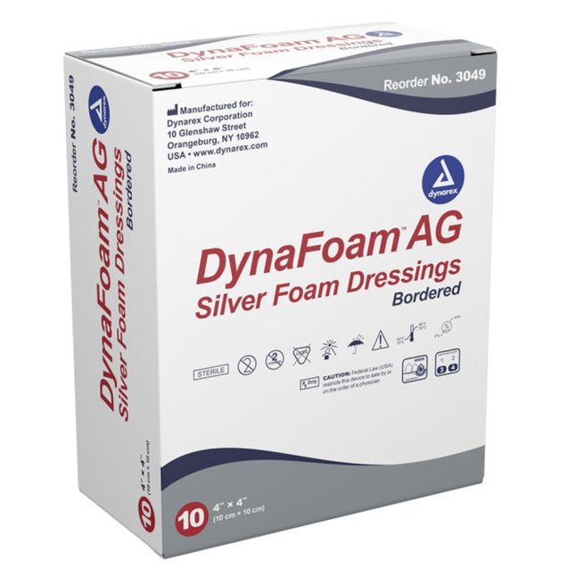DynaFoam AG Bordered Silver Foam Dressing