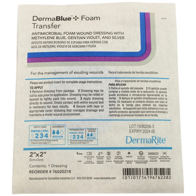 DermaBlue Plus Antimicrobial Foam Dressing