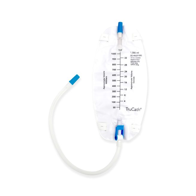 TruCath Premium Flocked Back Leg Bag with Anti-Reflux Flip Valve