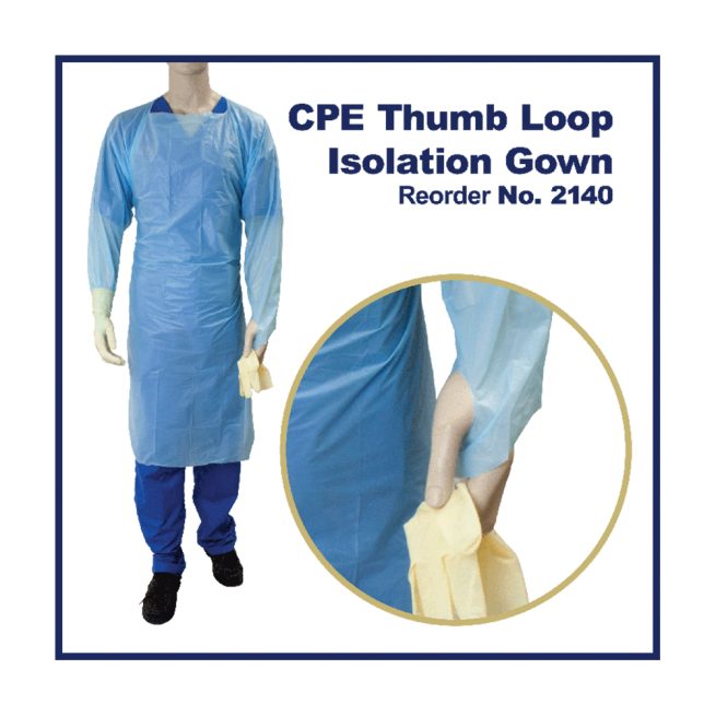 Dynarex CPE Thumb Loop Isolation Gown