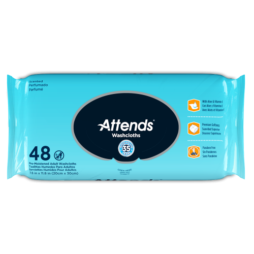 Attends Scented Washcloths with Fresh Touch Moisturizer - 48 Count Standard Size