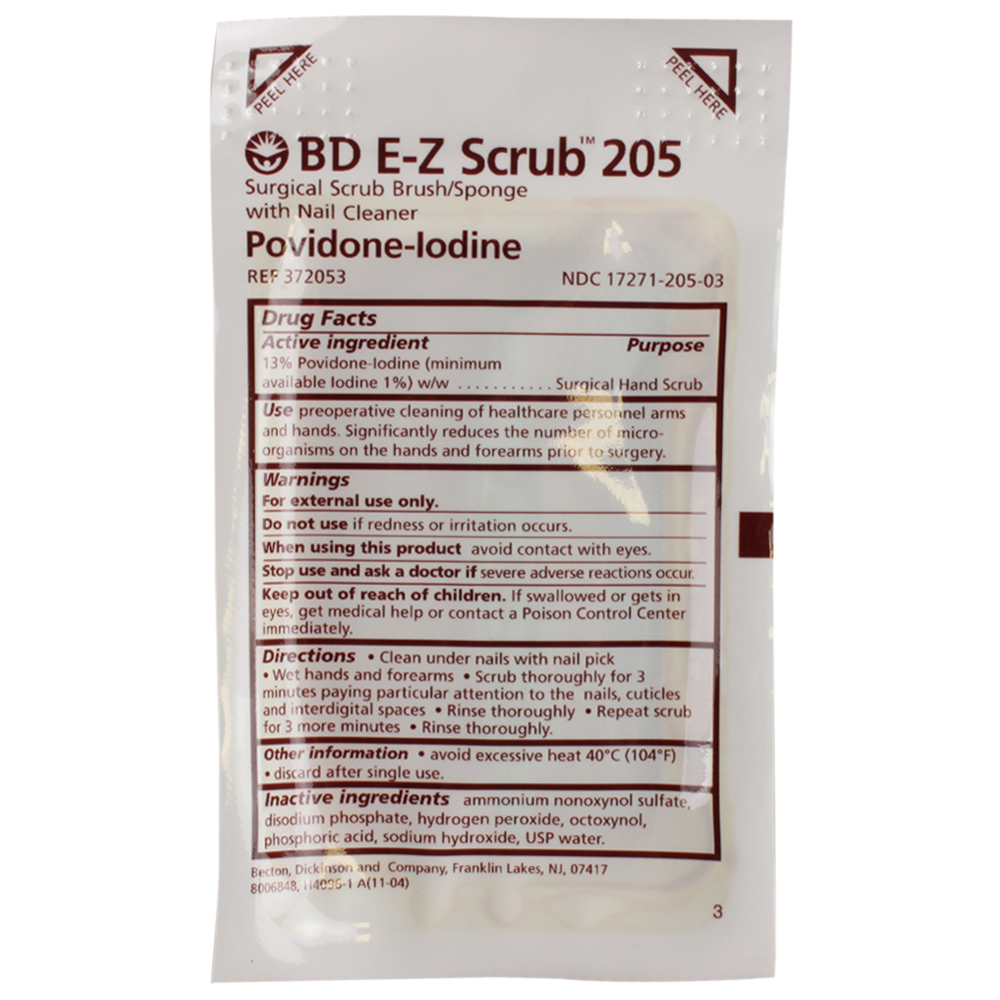 E-Z Scrub Povidone Iodine Impregnated Scrub Brush