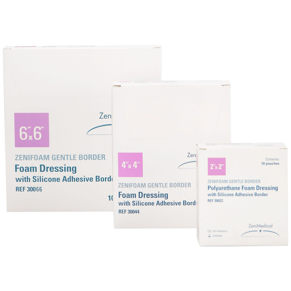 ZeniFoam Gentle Dressing with Silicone Adhesive Heel Border