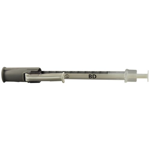 BD SafetyGlide Allergy Syringe Tray with Permanently Attached Needle