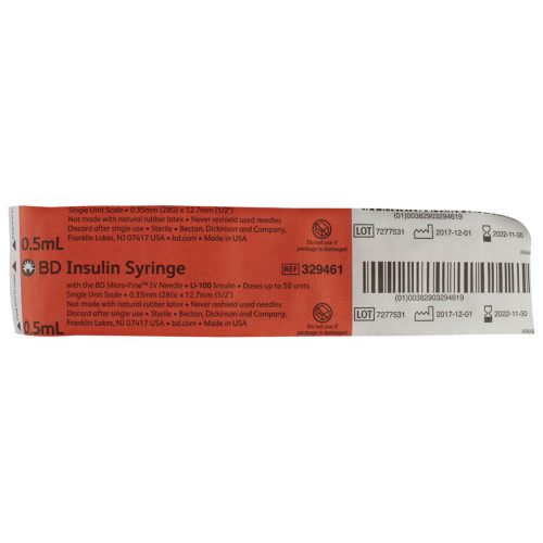 BD Lo-Dose Insulin Syringe with Permanently Attached Micro-Fine IV Needle