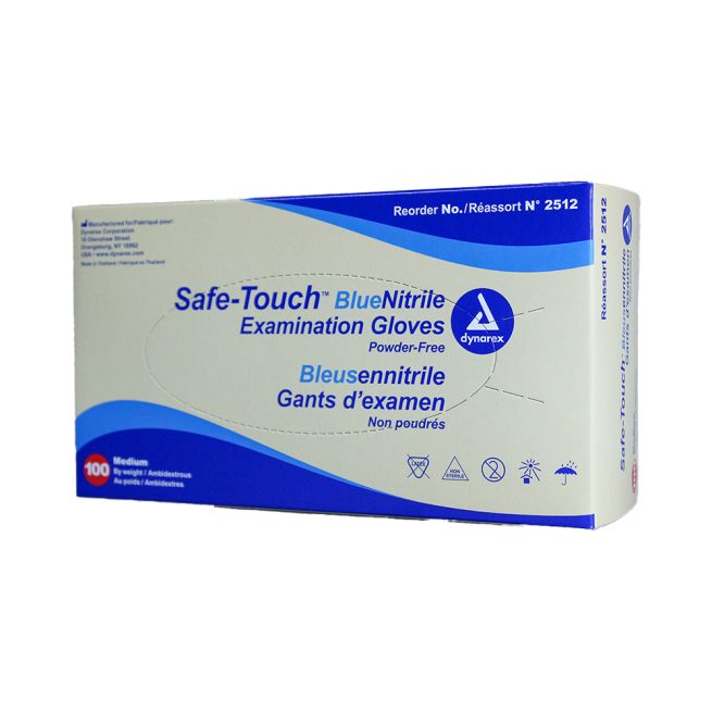 Dynarex Safe-Touch Blue Nitrile Exam Gloves