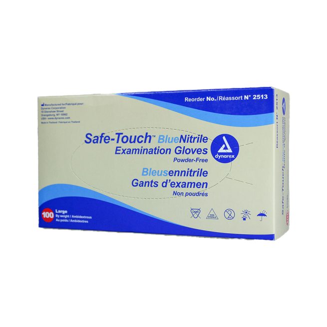 Dynarex Safe-Touch Blue Nitrile Exam Gloves